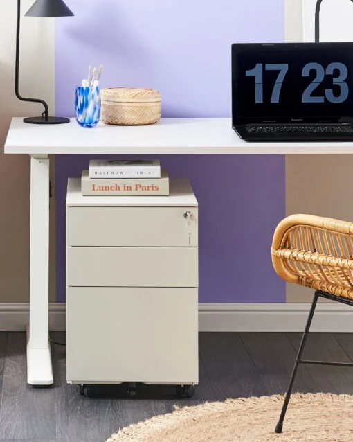3 Drawer Metal Storage Cabinet Off-White CAMI - Image 2