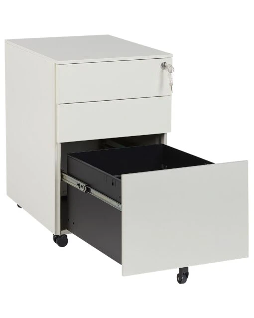 3 Drawer Metal Storage Cabinet Off-White CAMI - Image 3