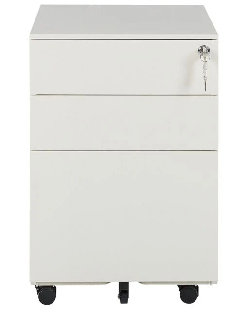 3 Drawer Metal Storage Cabinet Off-White CAMI - Image 4