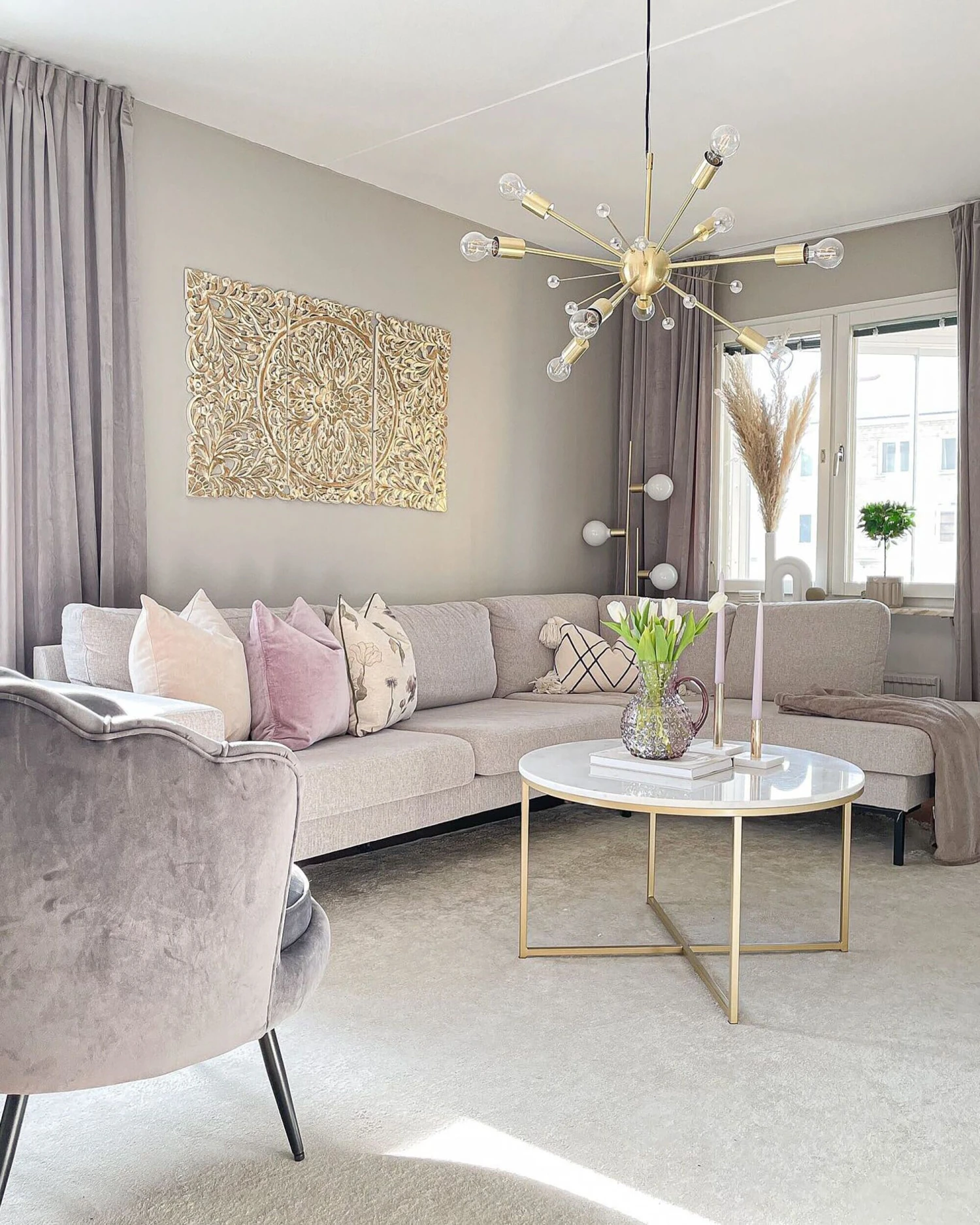 Coffee Table Marble Effect White With Gold QUINCY - Image 7