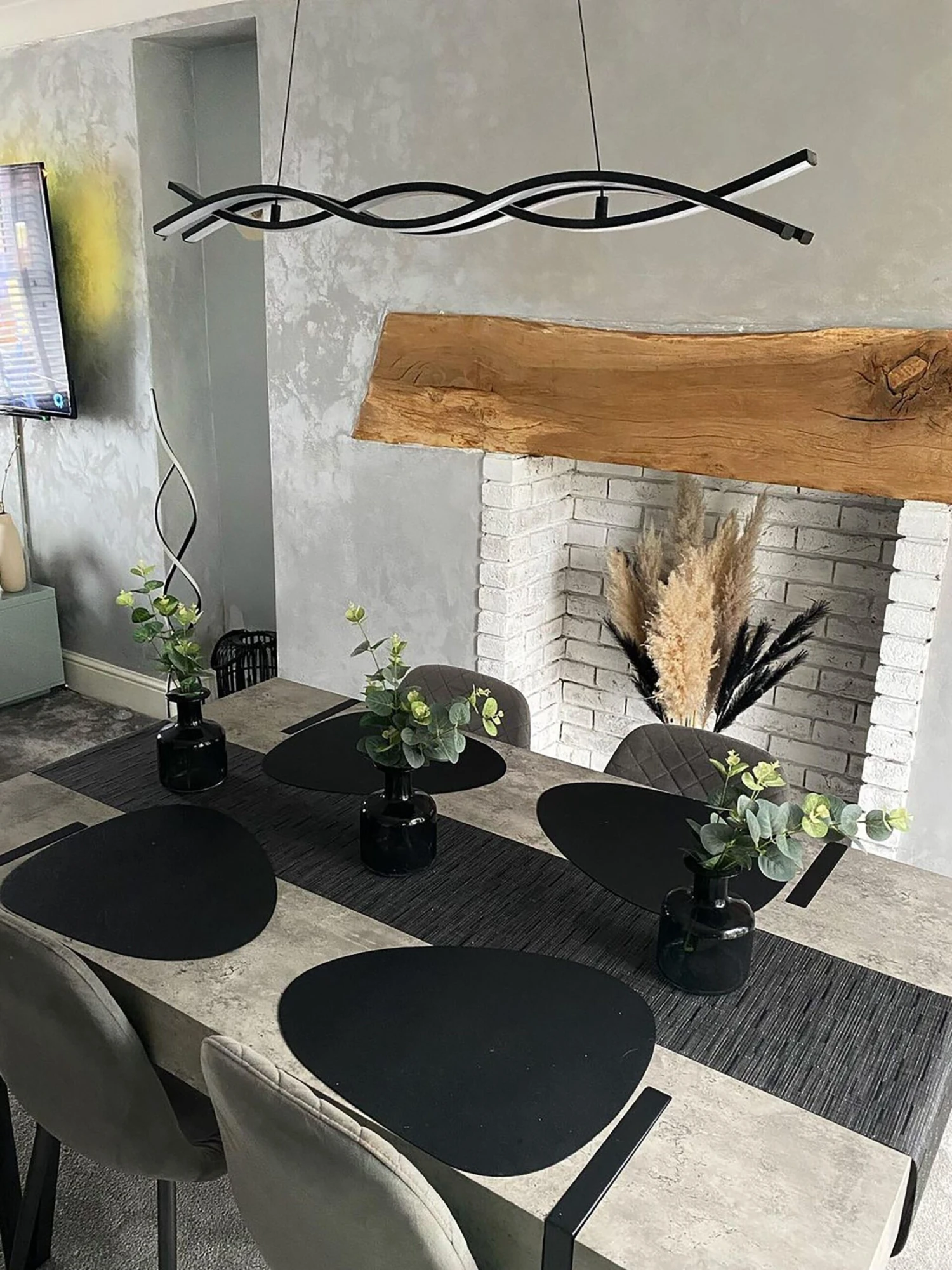 Dining Table 150 X 90 Cm Concrete Effect With Black ADENA - Image 5