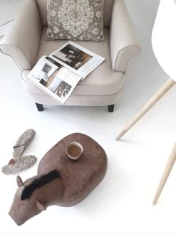 Faux Leather Animal Stool Dark Brown HORSE -Furniture Store undef src sa picid 828335 type whitesh image