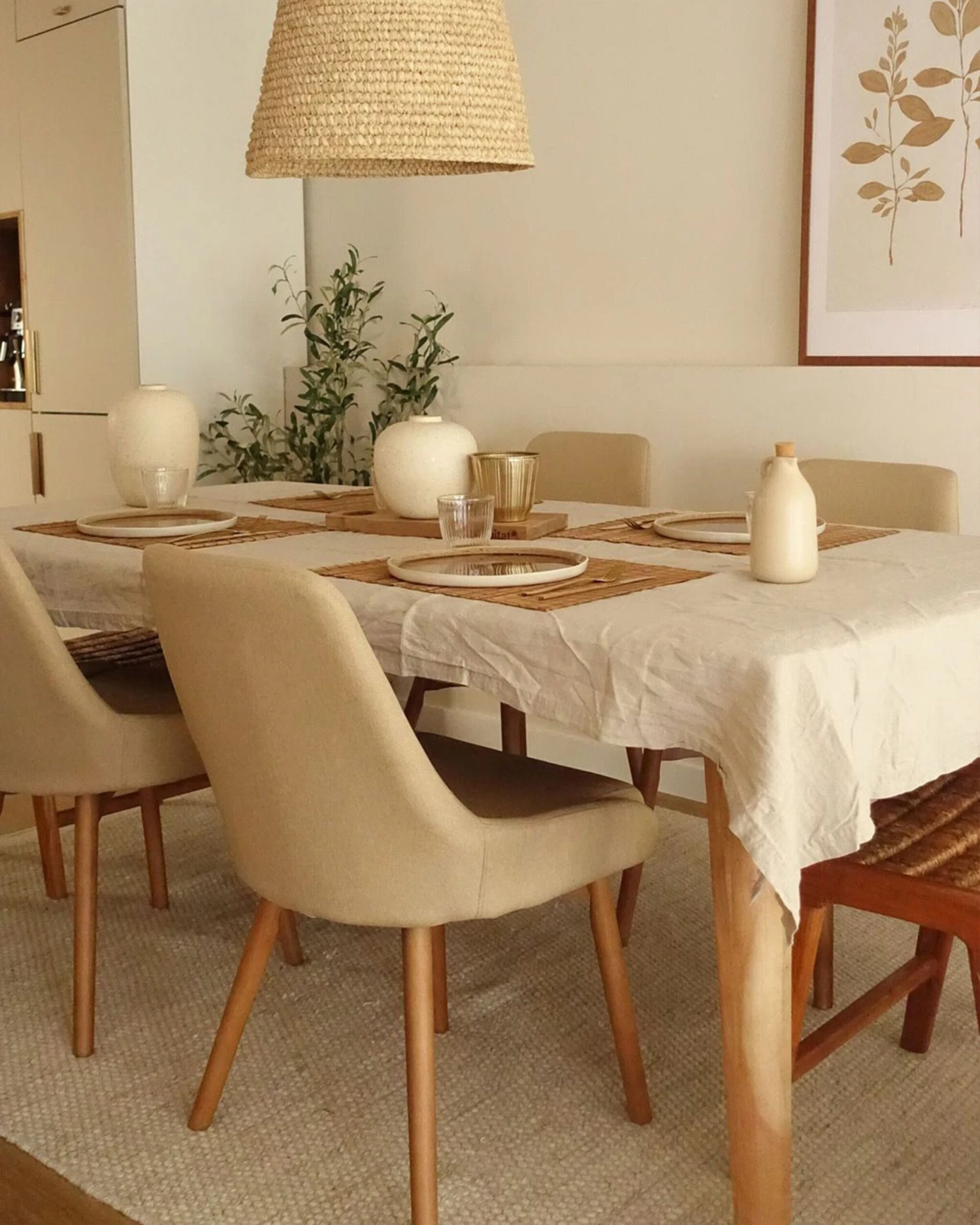 Set Of 2 Fabric Dining Chairs Beige MELFORT - Image 3