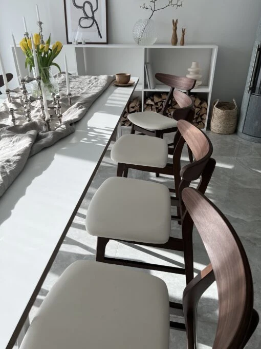 Set Of 2 Wooden Dining Chairs Faux Leather White LYNN - Image 7