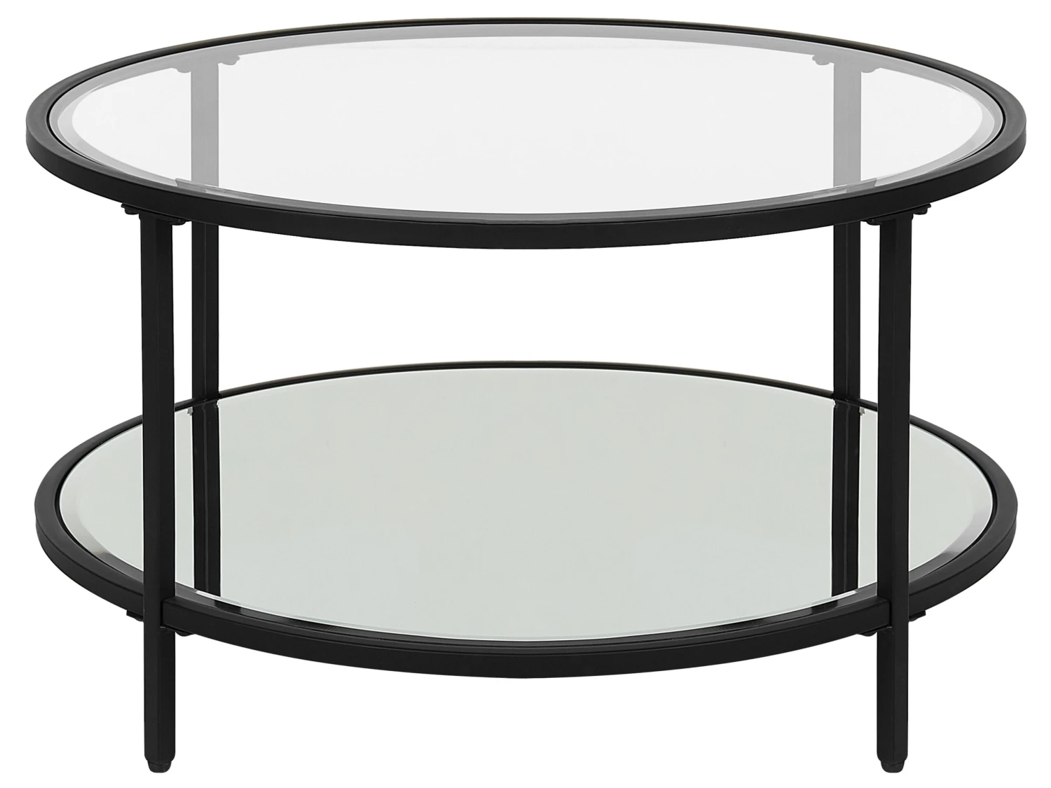 Glass Top Coffee Table With Mirrored Shelf Black BIRNEY
