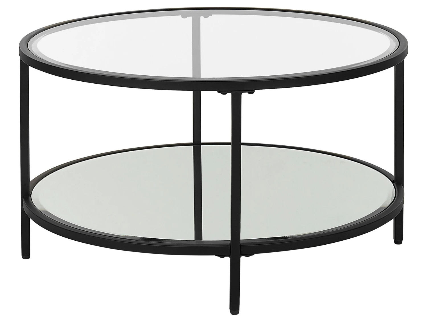Glass Top Coffee Table With Mirrored Shelf Black BIRNEY - Image 4