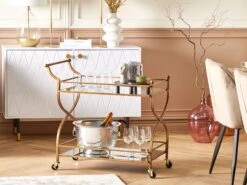Metal Drinks Trolley With Mirrored Top Gold LARINO -Furniture Store undef src sa picid 829618 type color image