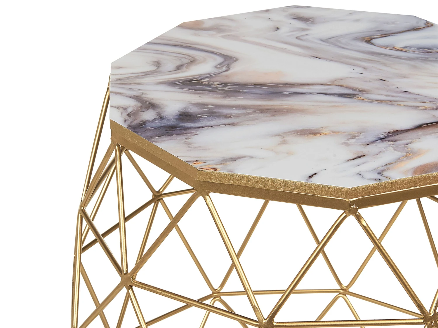 Side Table Marble Effect With Gold HALSEY - Image 3