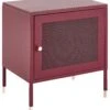 Mesh Door Steel Bedside Table Dark Red OSSETT -Furniture Store undef src sa picid 830322 type whitesh image