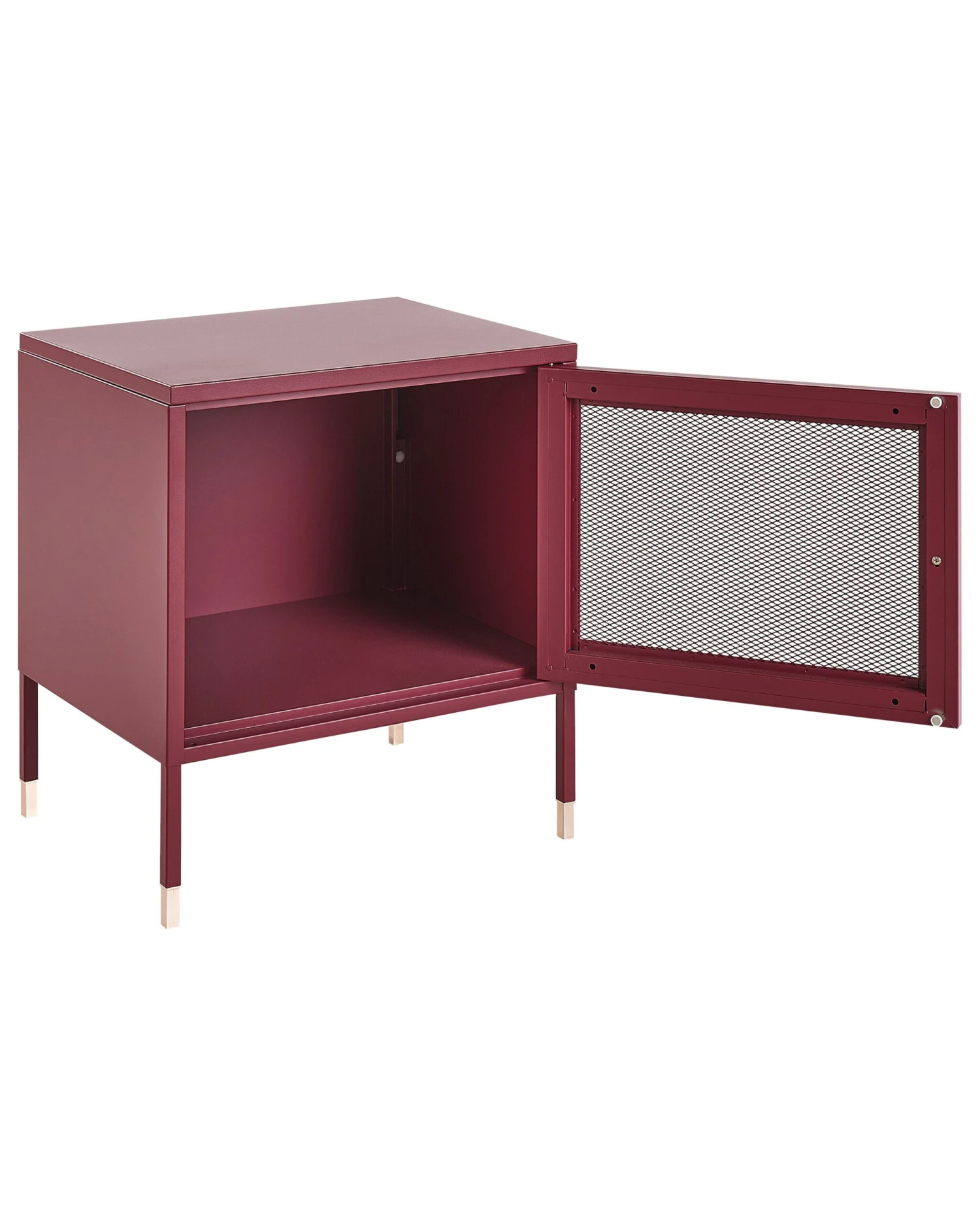 Mesh Door Steel Bedside Table Dark Red OSSETT - Image 4