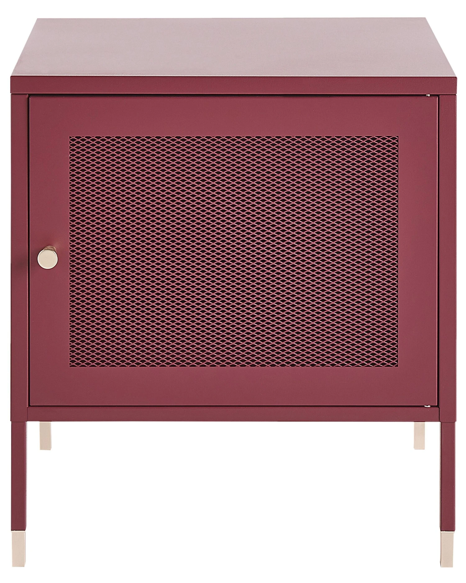 Mesh Door Steel Bedside Table Dark Red OSSETT - Image 6