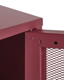 Mesh Door Steel Bedside Table Dark Red OSSETT -Furniture Store undef src sa picid 830337 type whitesh image