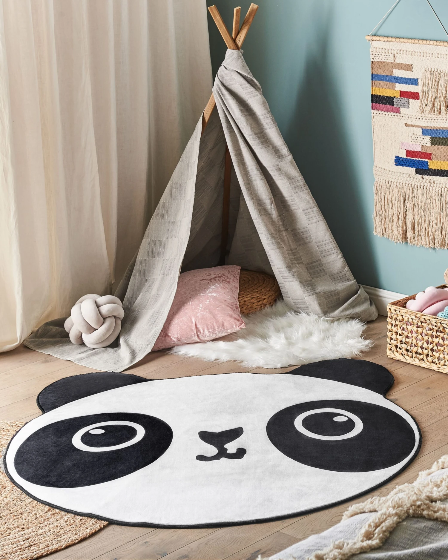 Kids Rug β 120 Cm White And Black PANDA - Image 2