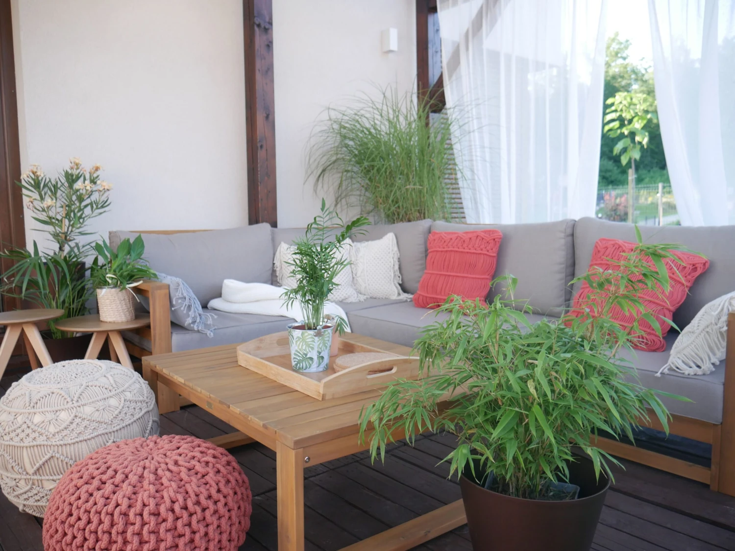 Set Of 2 Cotton Macrame Cushions 45 X 45 Cm Orange AKKOY - Image 4