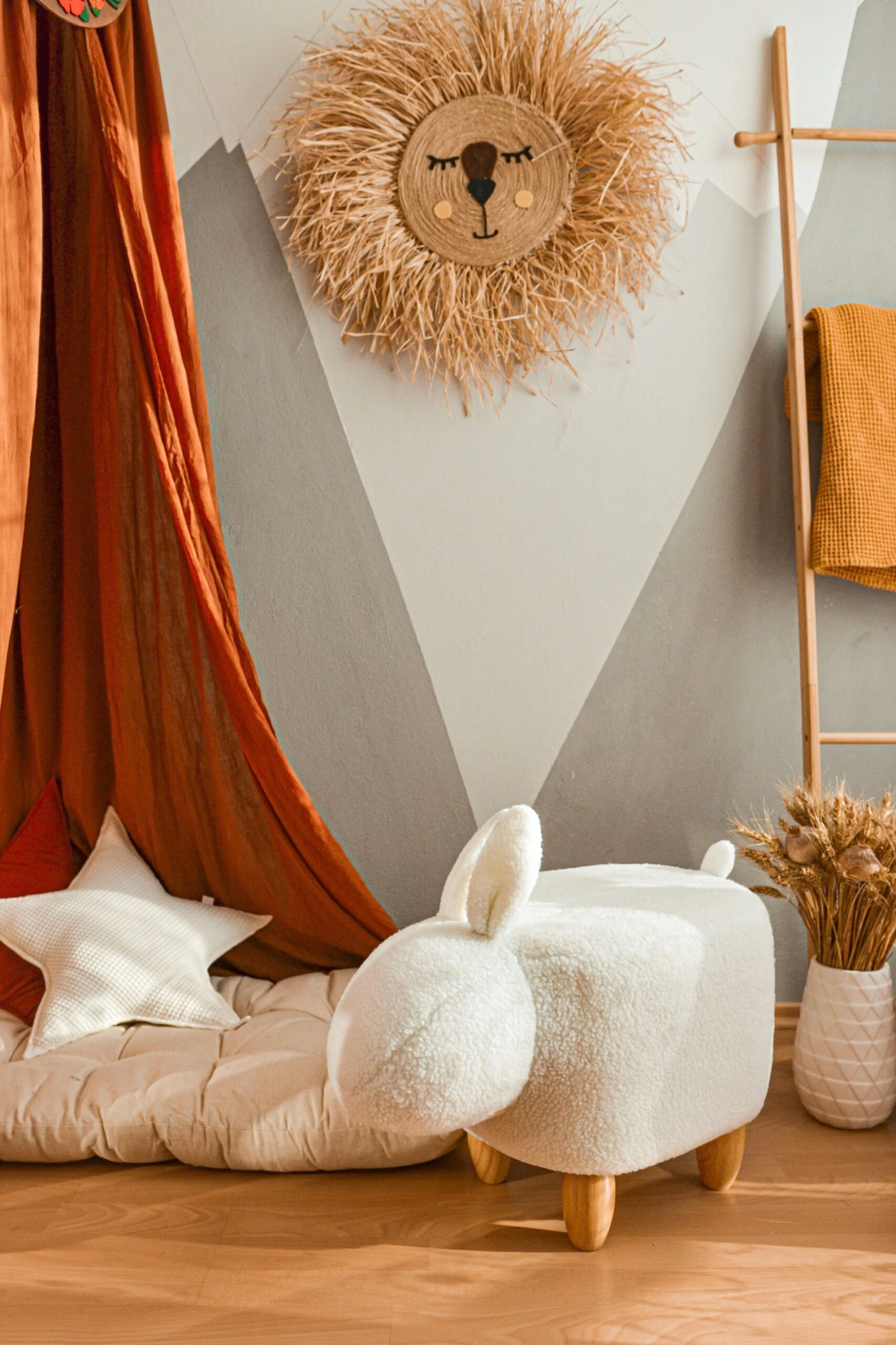 Fabric Animal Stool White BUNNY - Image 5