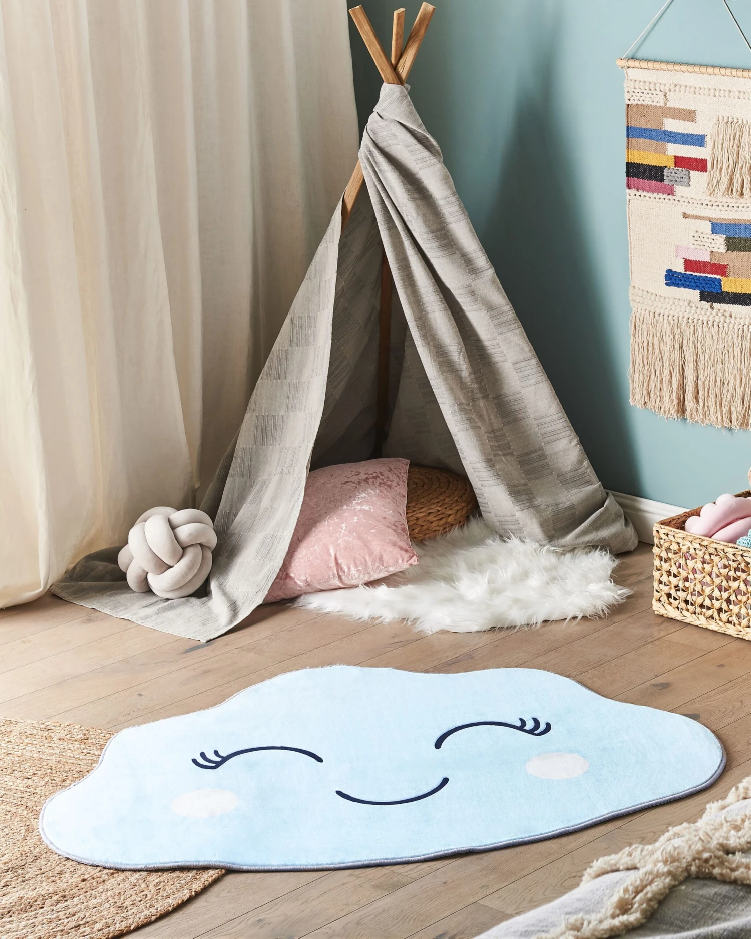 Kids Rug Cloud Print 90 X 120 Cm Blue CUMULUS - Image 2