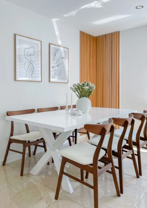 Set Of 2 Wooden Dining Chairs Faux Leather White LYNN - Image 8