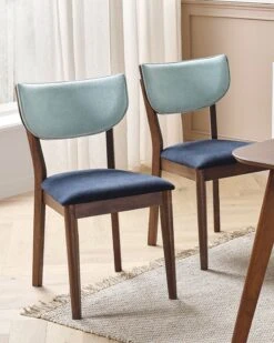 Set Of 2 Wooden Dining Chairs Dark Wood And Blue MOKA -Furniture Store undef src sa picid 832128 type whitesh image