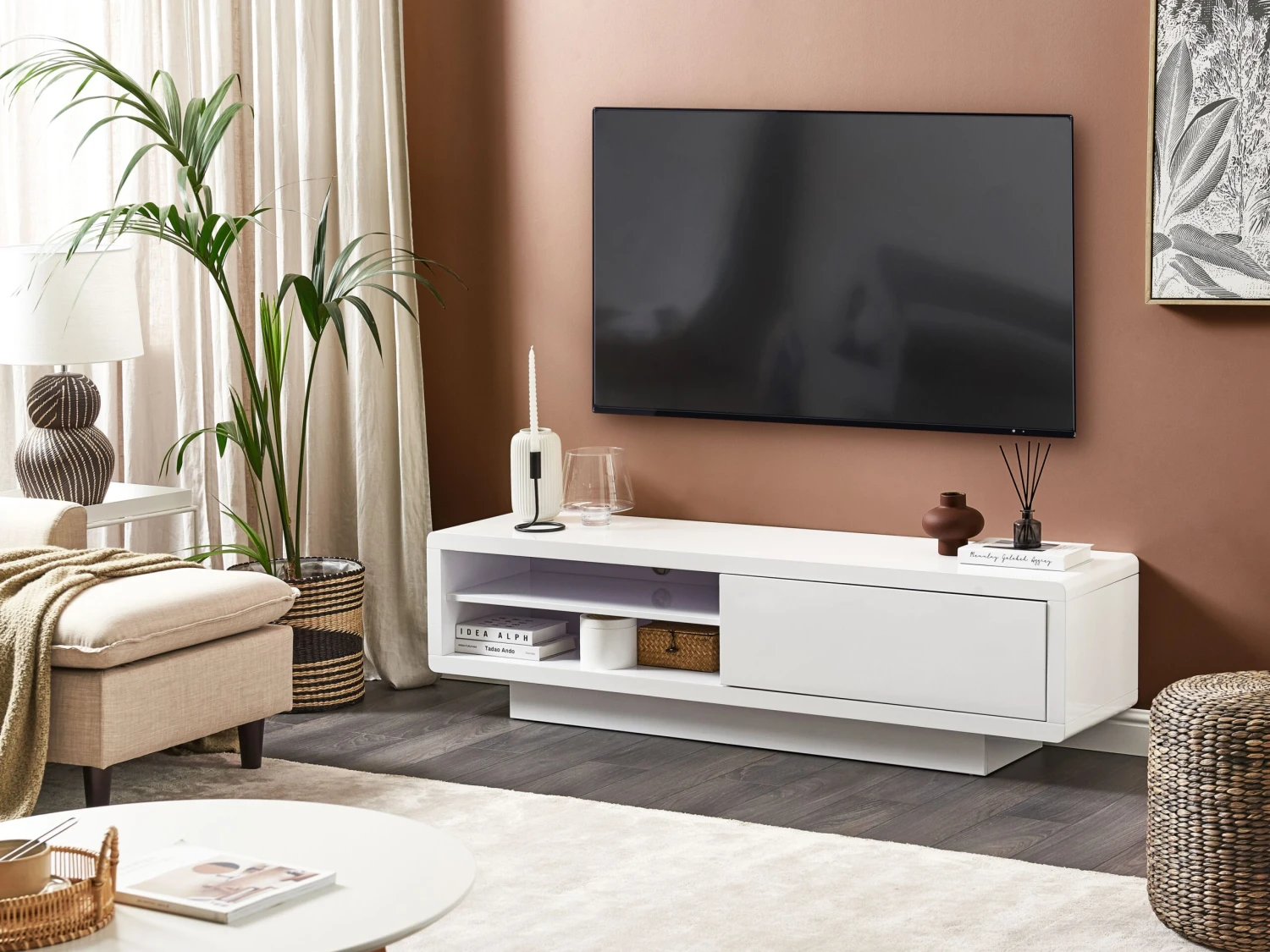TV Stand White ANTONIC - Image 2