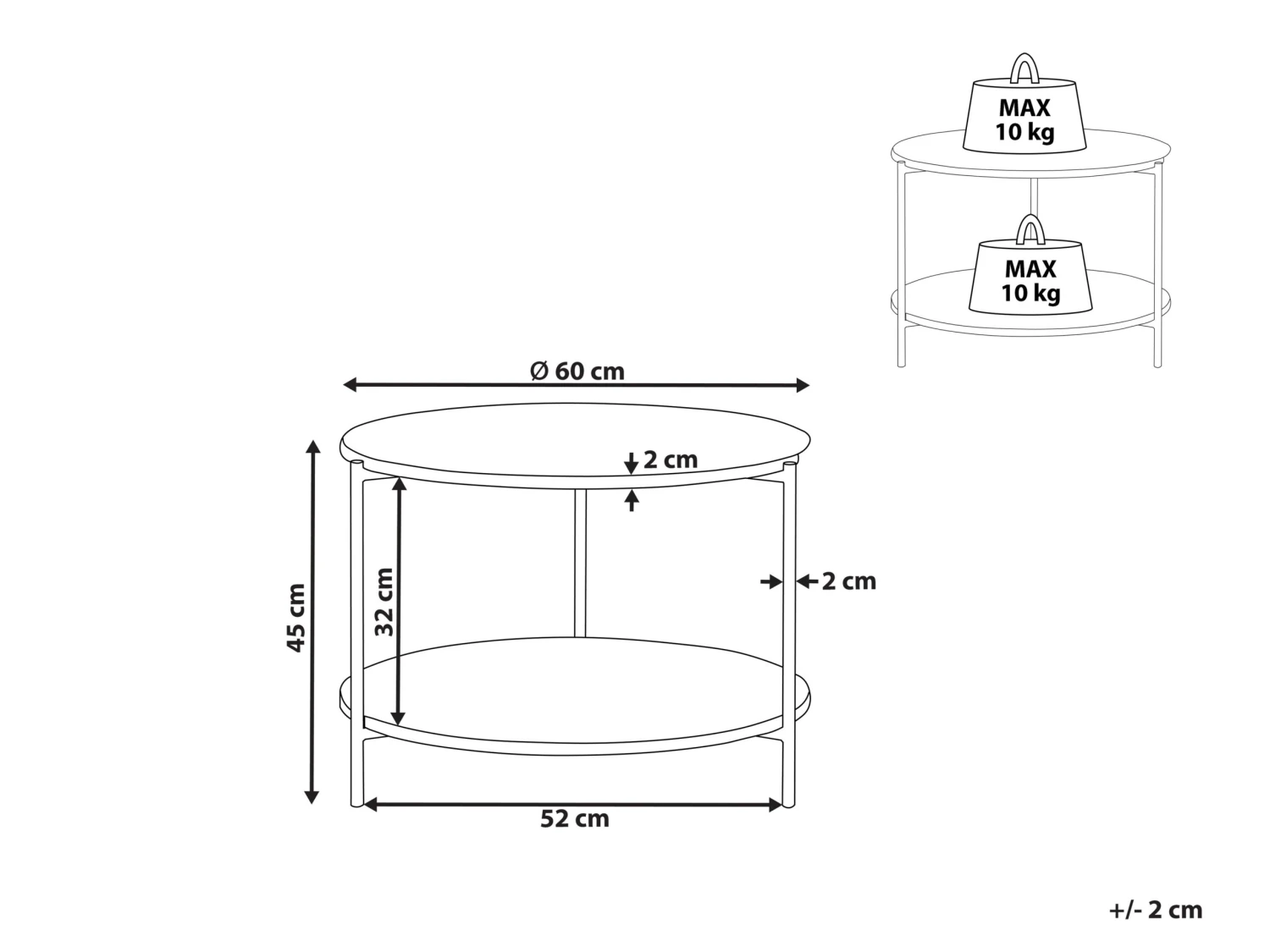 Coffee Table With Shelf Marble Effect White With Gold REVA - Image 6