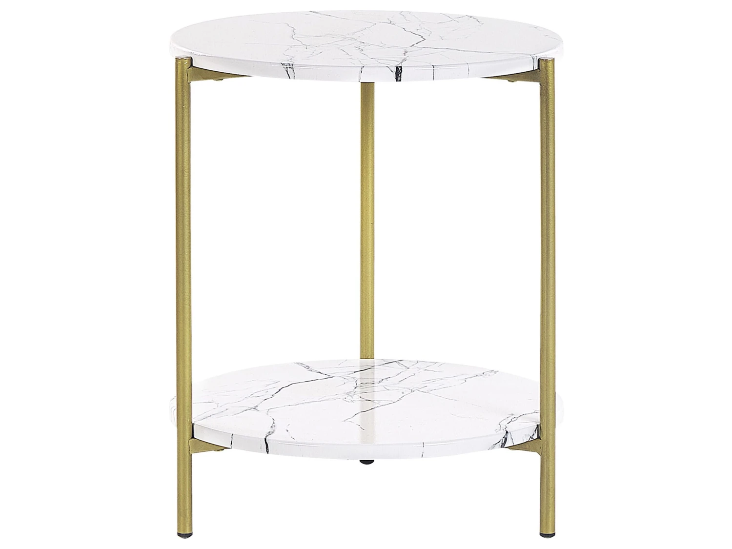 Side Table Marble Effect White With Gold REVA