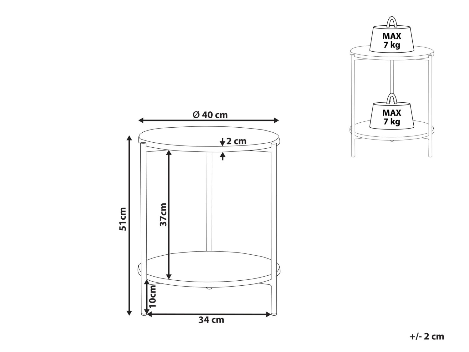 Side Table Marble Effect White With Gold REVA - Image 6