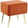 1 Drawer Velvet Bedside Table Orange FLAYAT -Furniture Store undef src sa picid 833969 type whitesh image