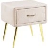 1 Drawer Velvet Bedside Table Beige FLAYAT -Furniture Store undef src sa picid 833985 type whitesh image
