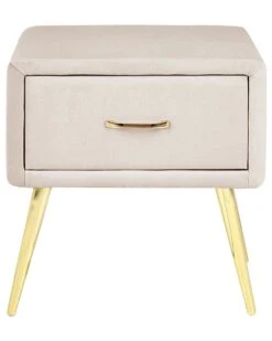 1 Drawer Velvet Bedside Table Beige FLAYAT -Furniture Store undef src sa picid 833994 type whitesh image