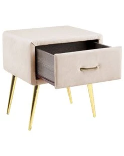 1 Drawer Velvet Bedside Table Beige FLAYAT -Furniture Store undef src sa picid 833995 type whitesh image