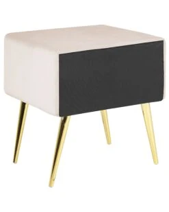 1 Drawer Velvet Bedside Table Beige FLAYAT -Furniture Store undef src sa picid 833996 type whitesh image