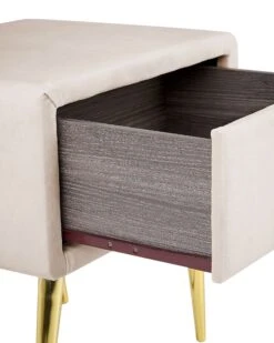 1 Drawer Velvet Bedside Table Beige FLAYAT -Furniture Store undef src sa picid 833999 type whitesh image