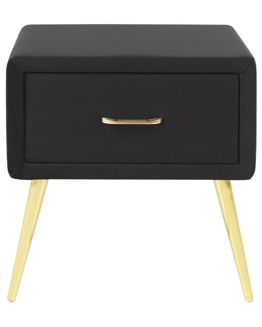 1 Drawer Velvet Bedside Table Black FLAYAT - Image 3