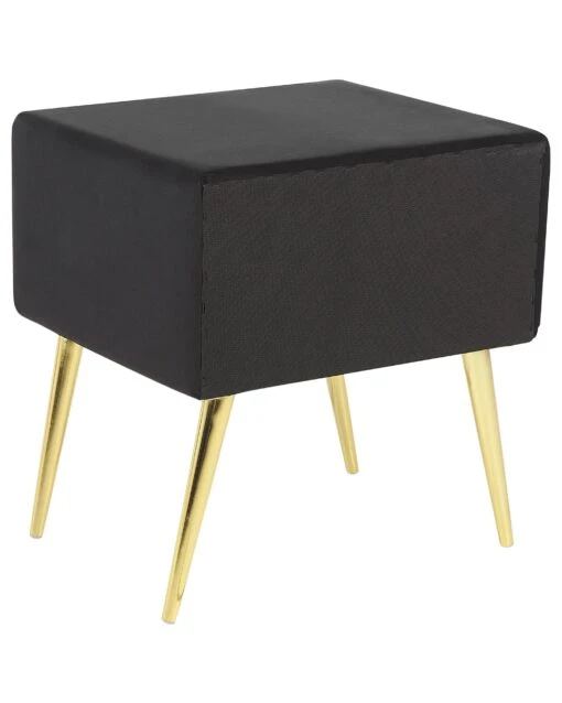 1 Drawer Velvet Bedside Table Black FLAYAT - Image 5