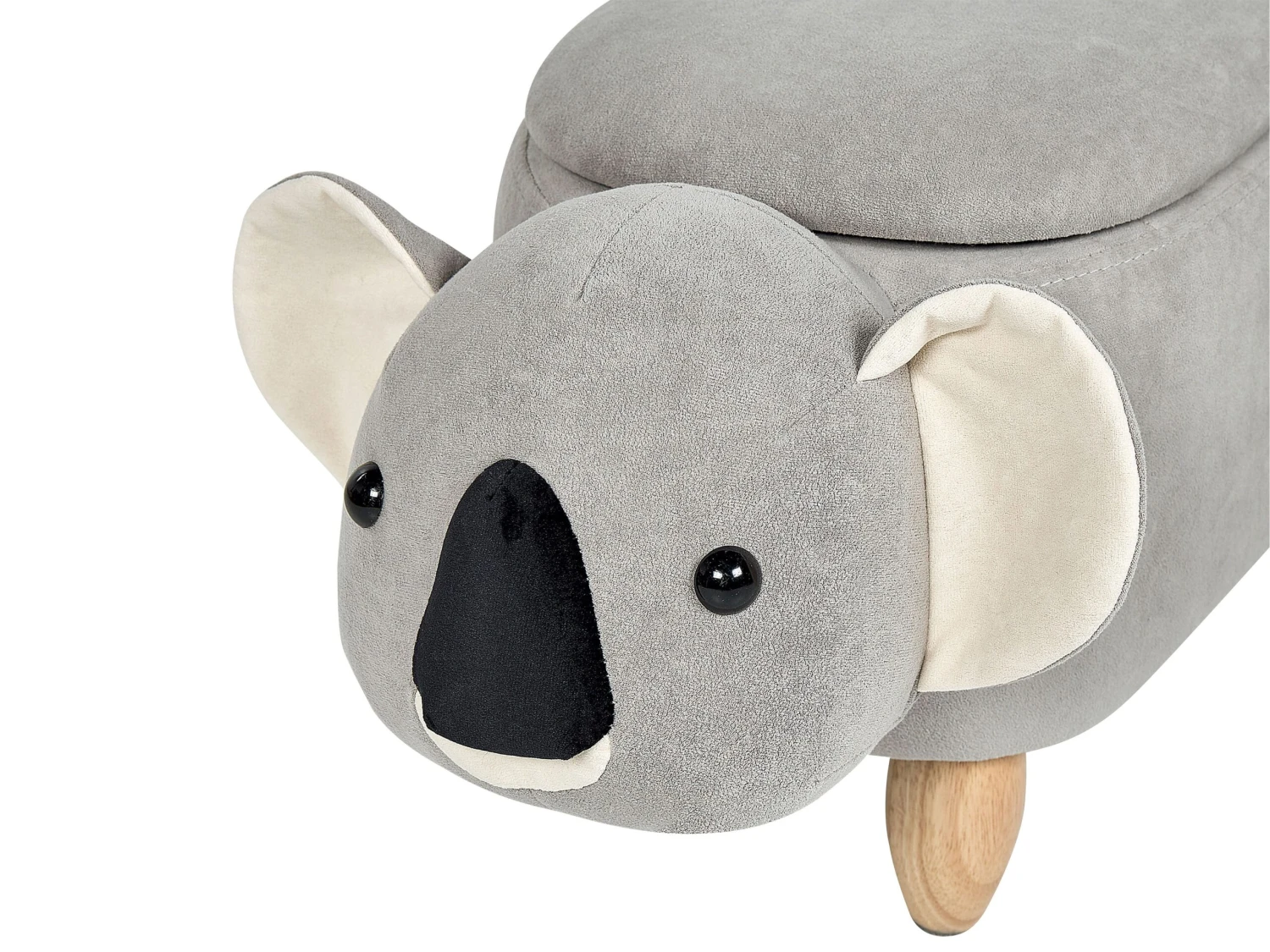 Velvet Storage Animal Stool Grey COALA - Image 6