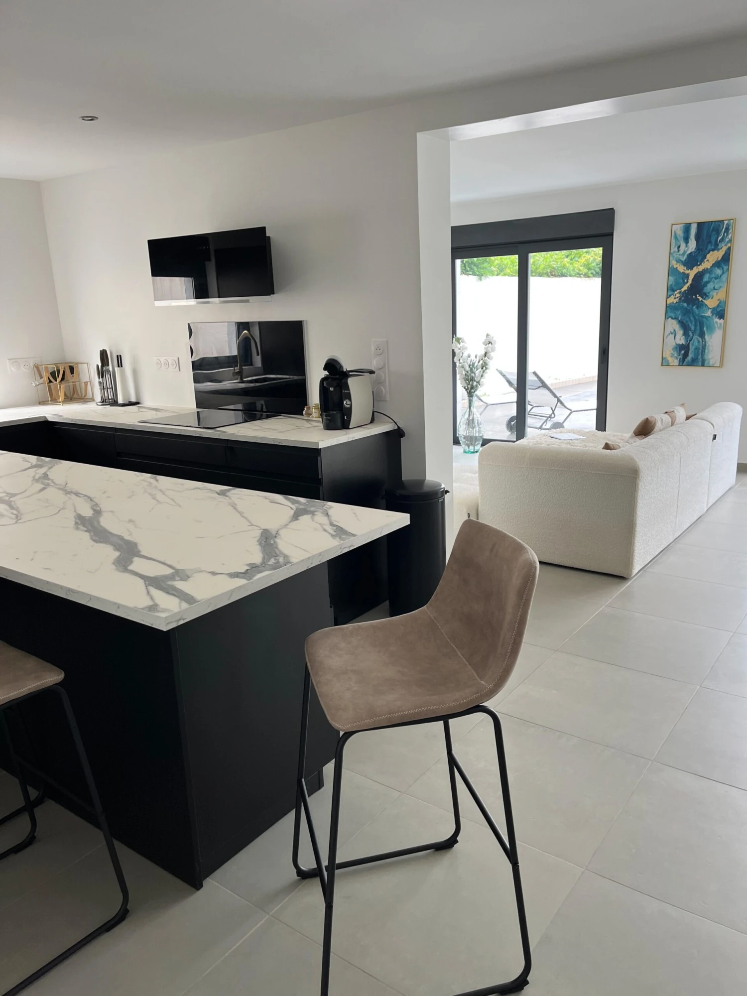 Set Of 2 Fabric Bar Chairs Beige FRANKS - Image 5