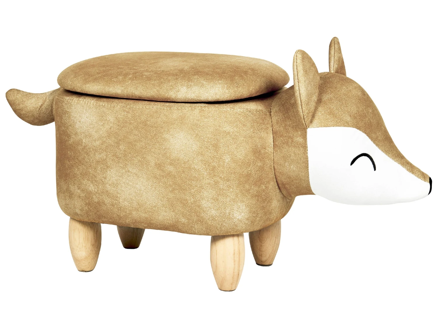 Velvet Storage Animal Stool Orange FOX