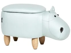 Velvet Storage Animal Stool Light Blue HIPPO