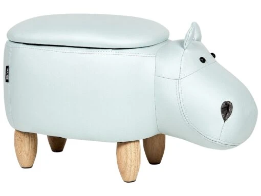Velvet Storage Animal Stool Light Blue HIPPO