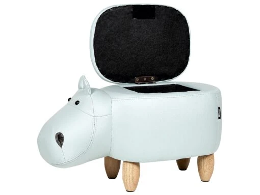 Velvet Storage Animal Stool Light Blue HIPPO - Image 3