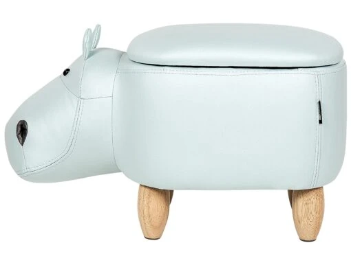 Velvet Storage Animal Stool Light Blue HIPPO - Image 4