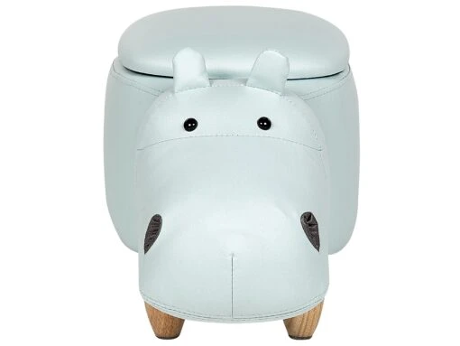 Velvet Storage Animal Stool Light Blue HIPPO - Image 5