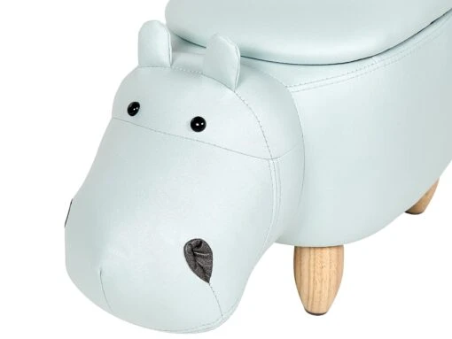 Velvet Storage Animal Stool Light Blue HIPPO - Image 6
