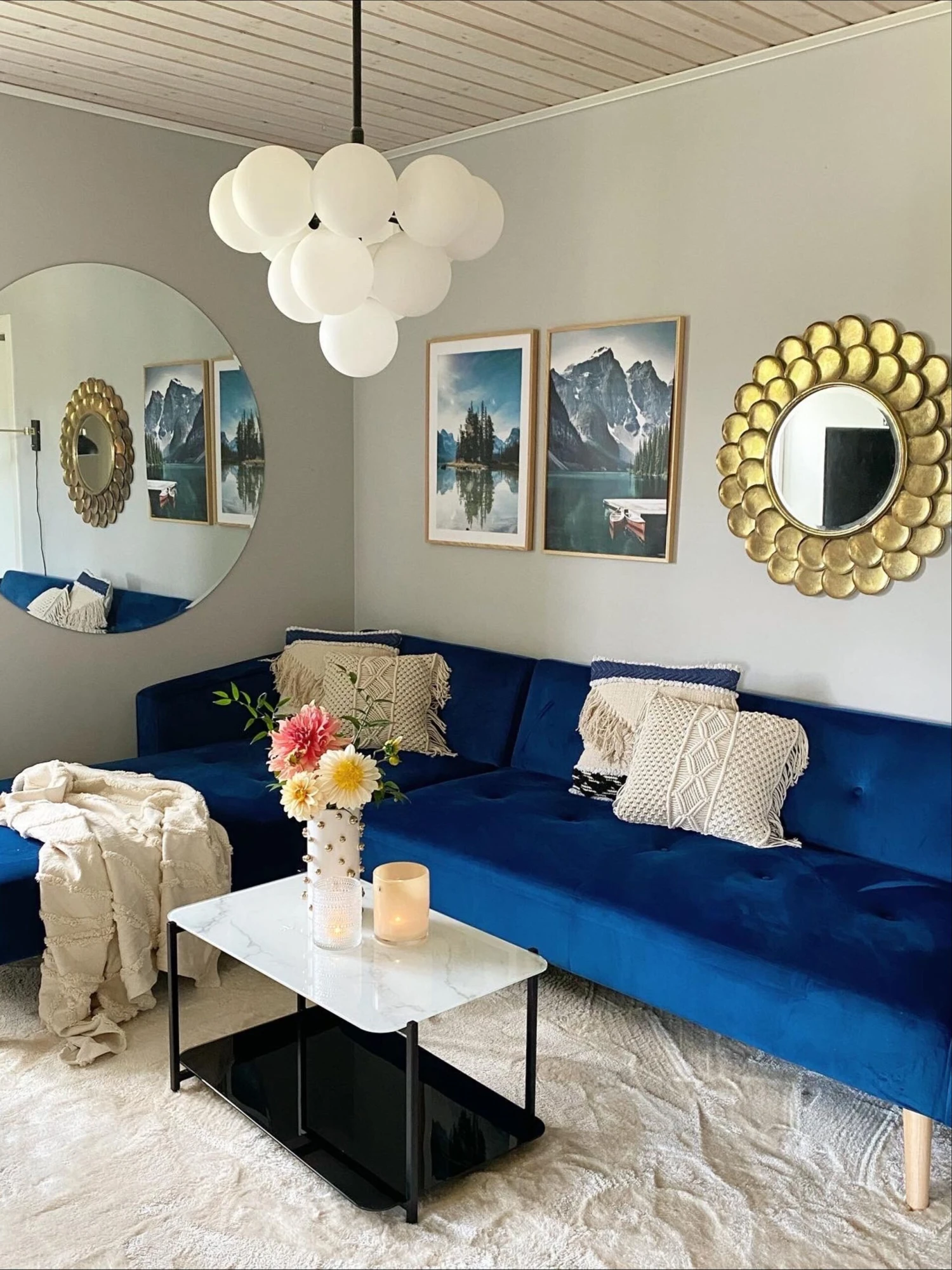 Coffee Table With Shelf Marble Effect White With Black GLOSTER - Image 3