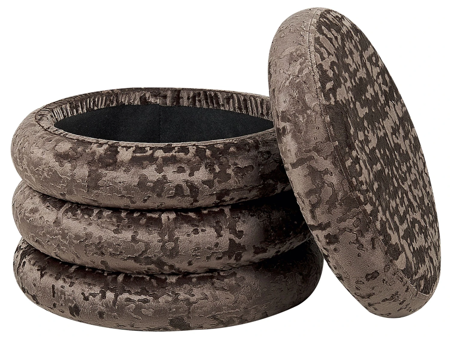 Velvet Storage Pouffe Brown BREWTON - Image 3