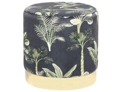 Velvet Pouffe Black And Green WRILEY