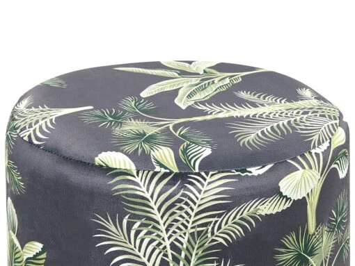 Velvet Pouffe Black And Green WRILEY - Image 3