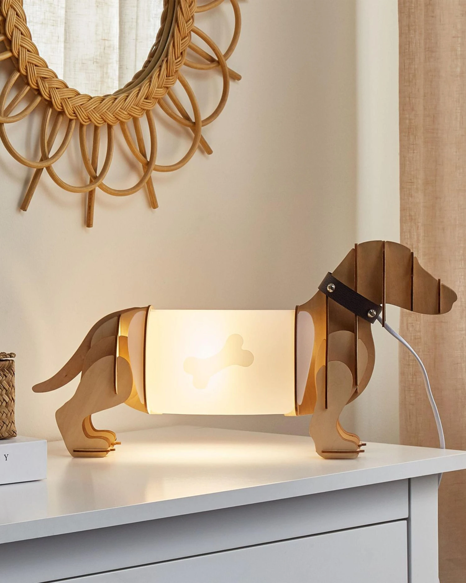 Table Lamp Dog Light Wood LOUBIERE - Image 2