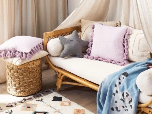 Cotton Cushion With Tassels 45 X 45 Cm Pink LYNCHIS - Image 2