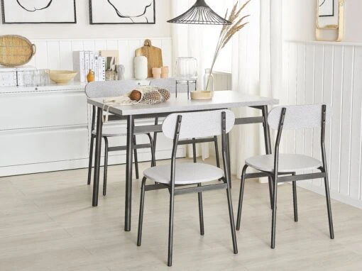 4 Seater Dining Set Grey With Black VELDEN - Image 4